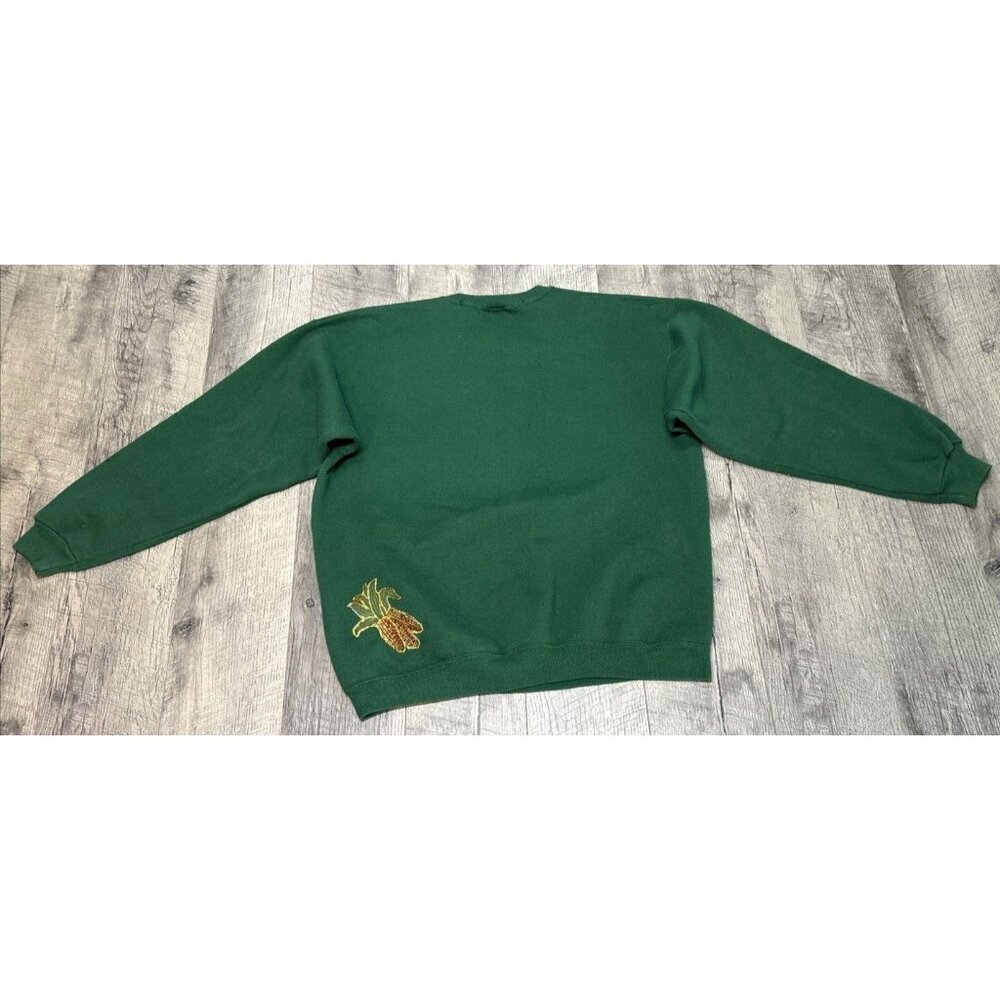 Vintage Hanes Halloween Pilgrim Sweatshirt Womens Large Fall Pumpkins Folk Art - Picture 2 of 10